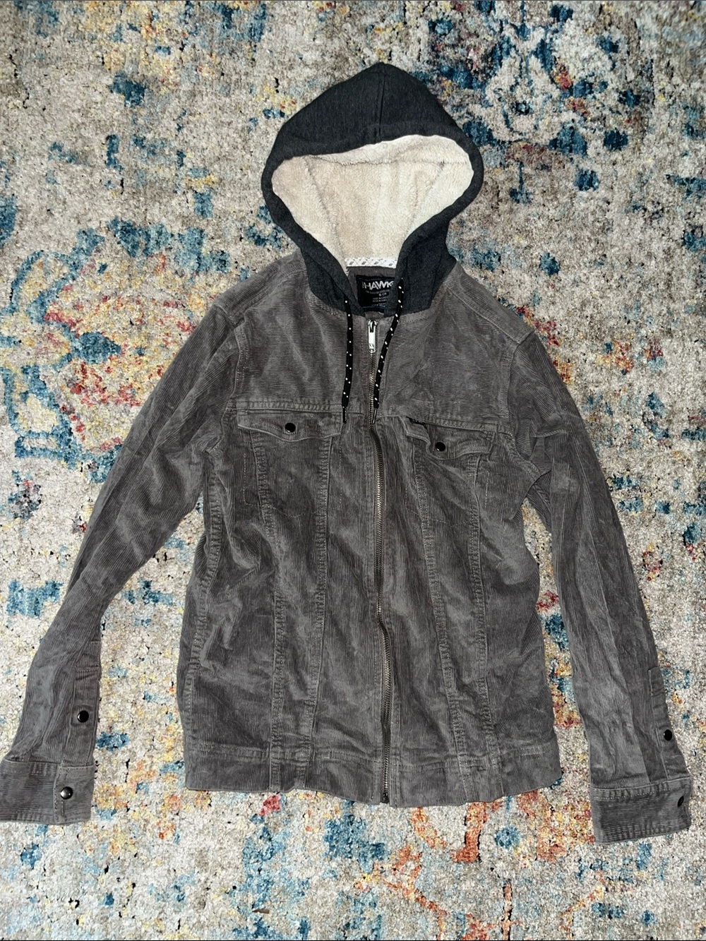 Tony Hawk Charcoal Hooded Sherpa-Lined Shirt Jacket